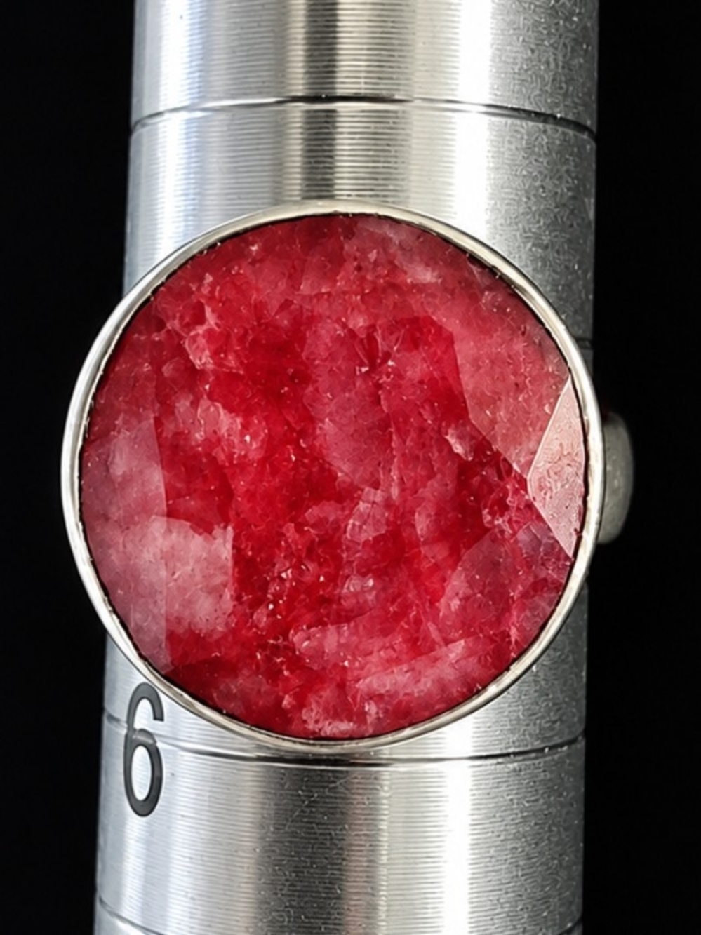 Vintage Rough Ruby Sterling Ring Size 5.25